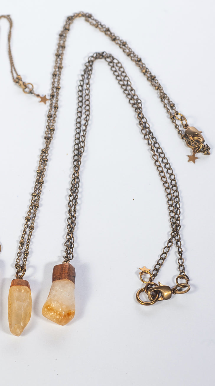 Citrine Extra Small (Crystal + Wood) Pendant