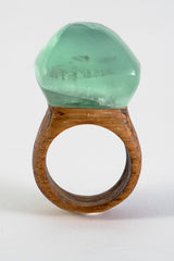CRYSTAL & WOOD ring - XL DIAMOND setting