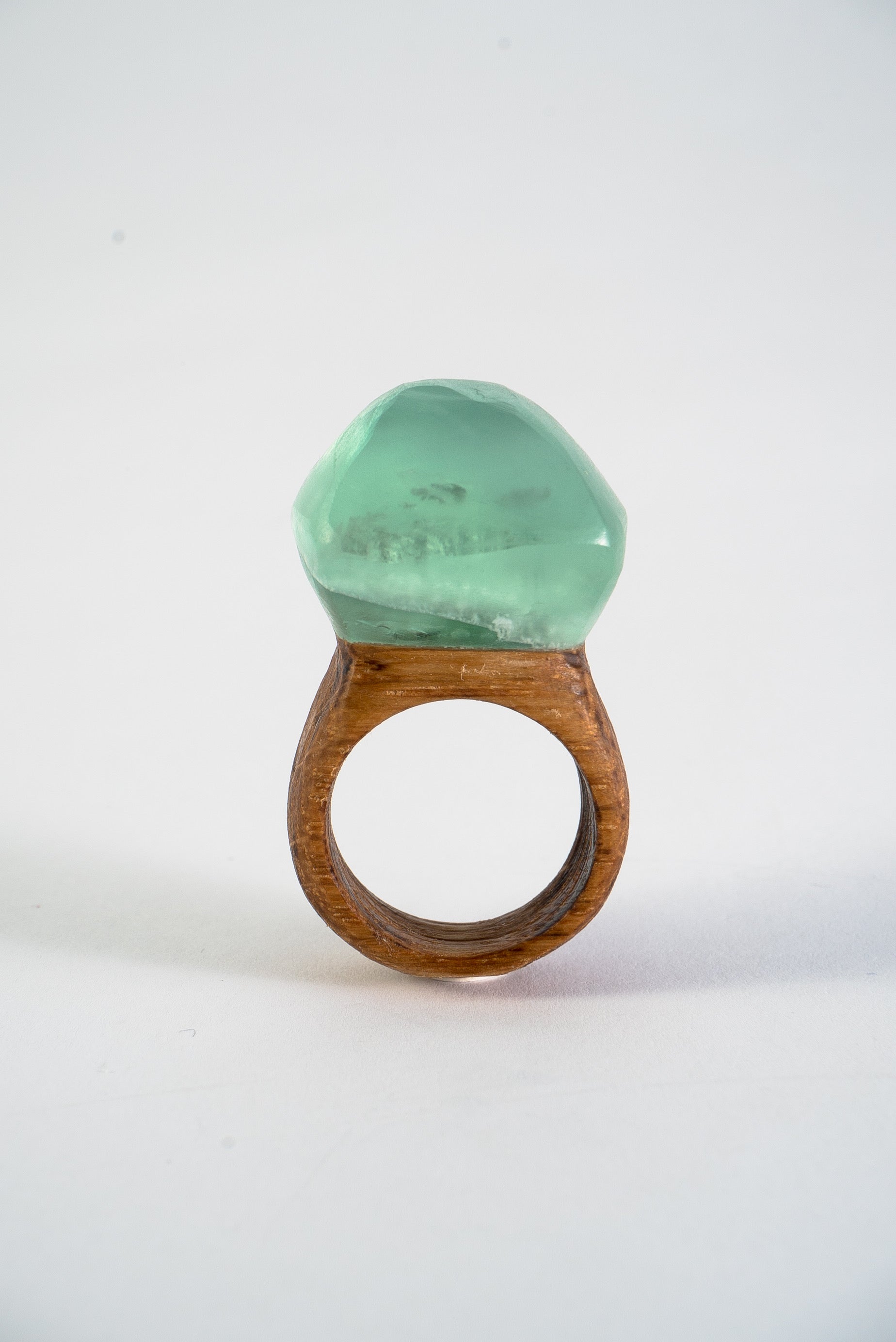 CRYSTAL & WOOD ring - XL DIAMOND setting
