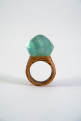 CRYSTAL & WOOD ring - XL DIAMOND setting