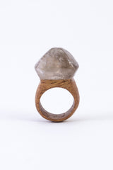 CRYSTAL & WOOD ring - LGE DIAMOND setting