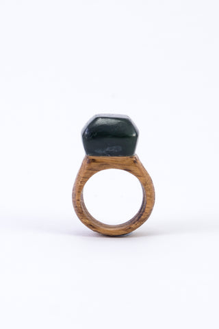 CRYSTAL & WOOD ring -MID setting