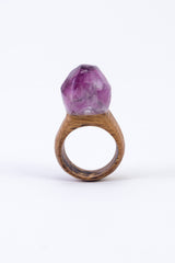 CRYSTAL & WOOD ring - LGE DIAMOND setting