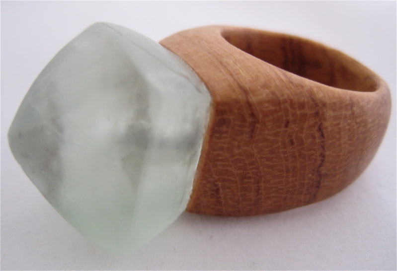 CRYSTAL & WOOD ring - XL DIAMOND setting