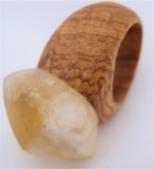 CRYSTAL & WOOD ring - XL DIAMOND setting