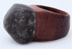 CRYSTAL & WOOD ring - XL DIAMOND setting