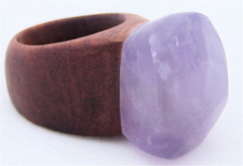 CRYSTAL & WOOD ring - XL DIAMOND setting