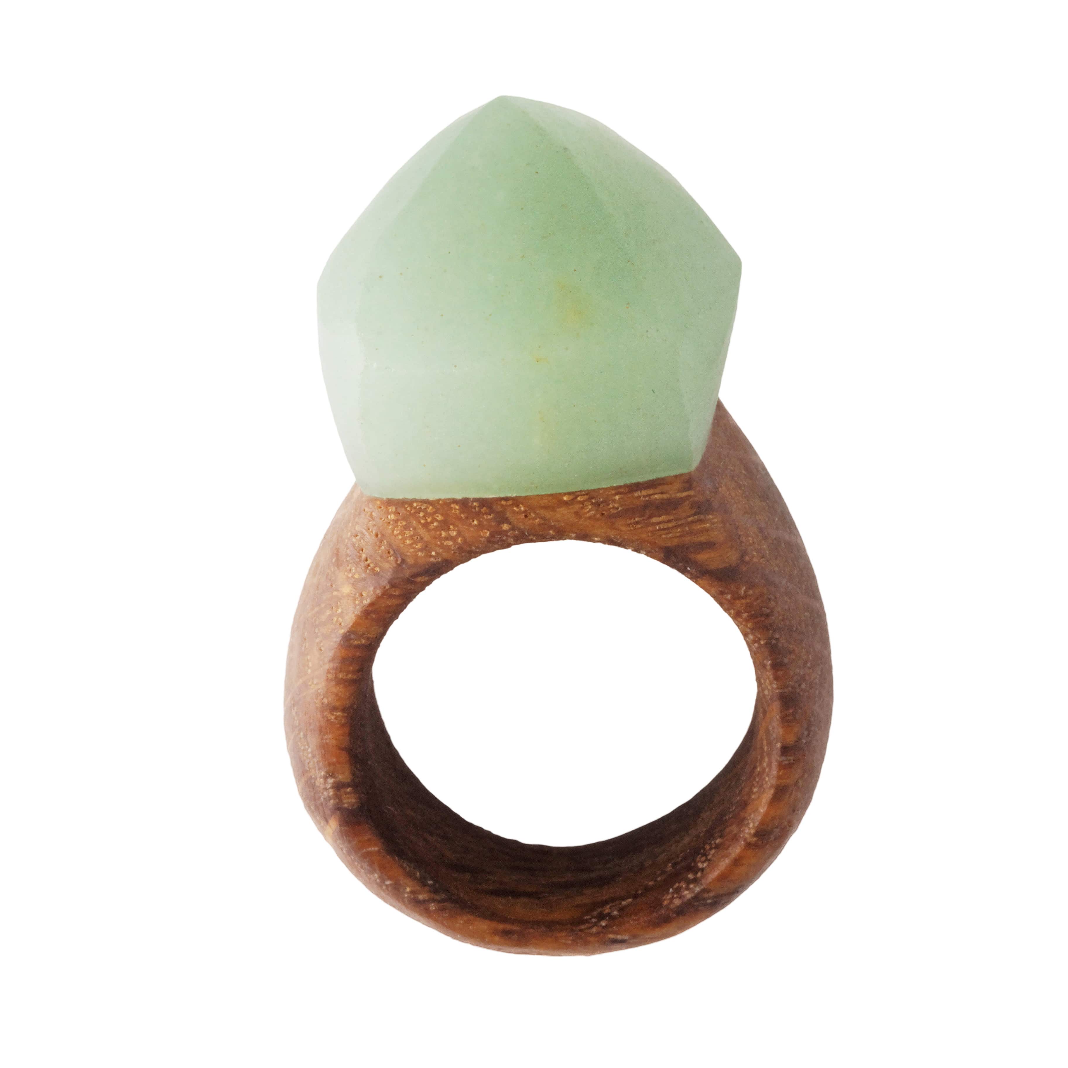 CRYSTAL & WOOD ring - LGE DIAMOND setting