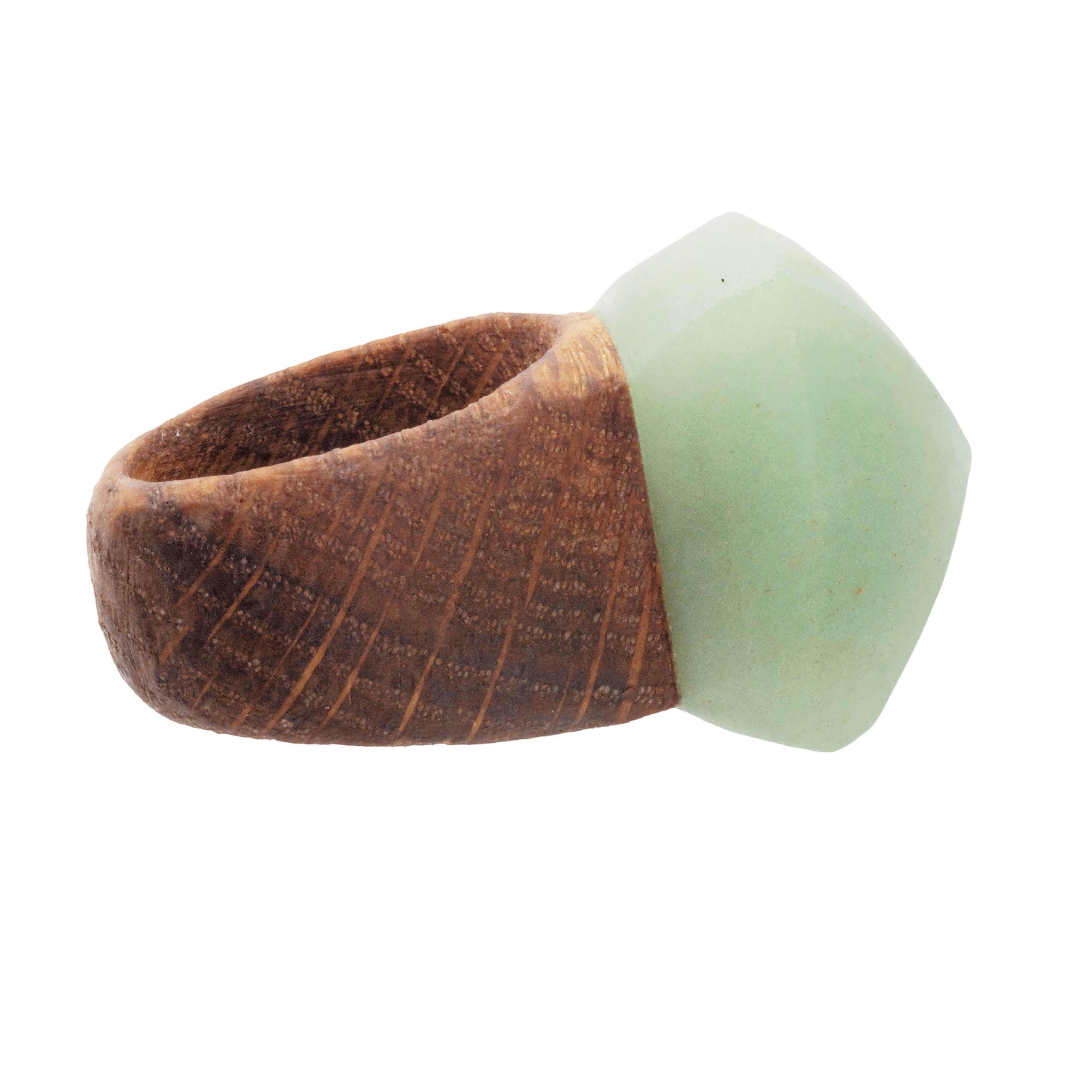CRYSTAL & WOOD ring - LGE DIAMOND setting