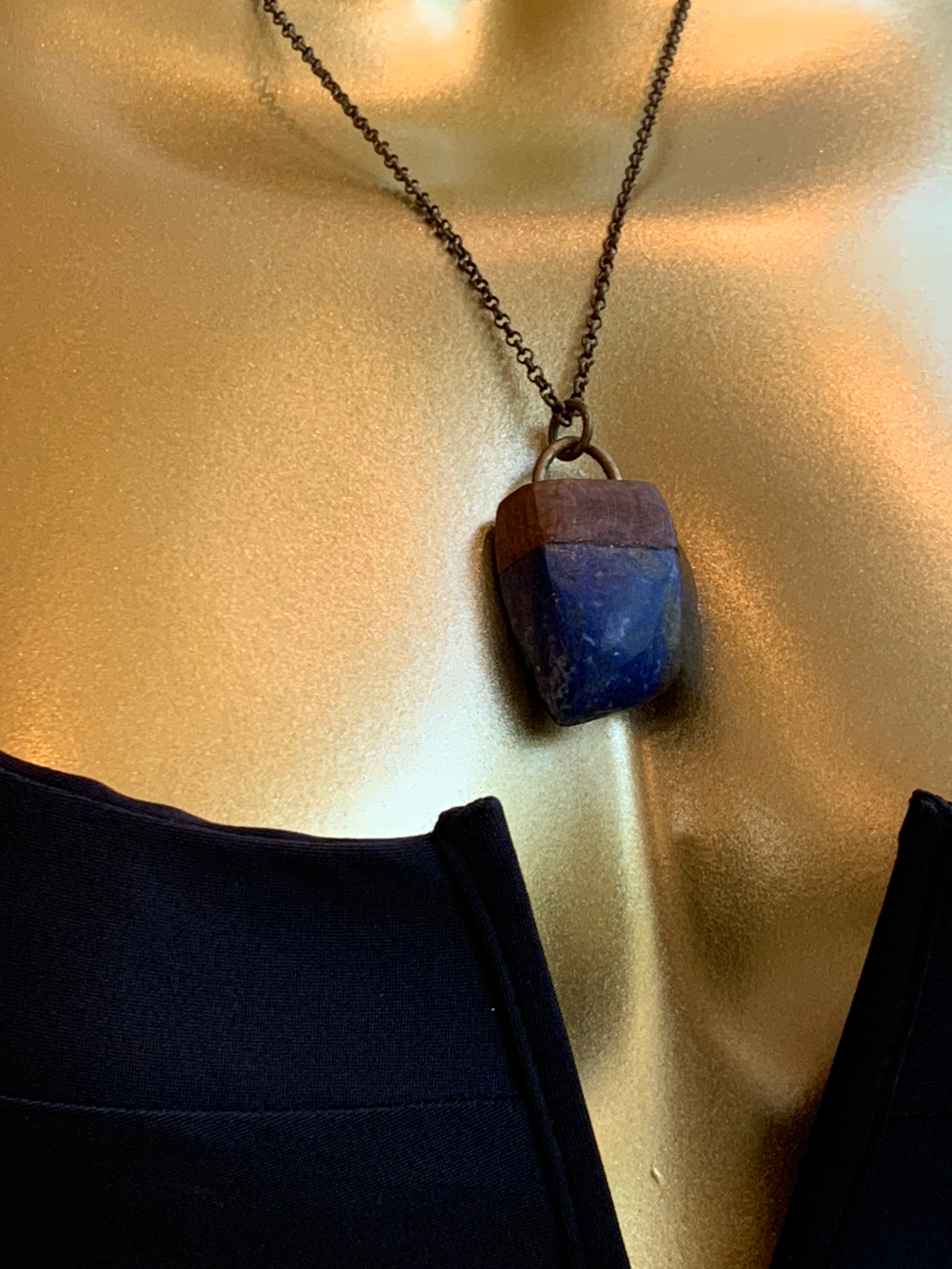 Lapis Rimu wood pendant