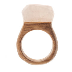 CRYSTAL & WOOD ring -MID setting