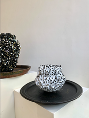 White/Black Seashell & Crystal Vase (medium)