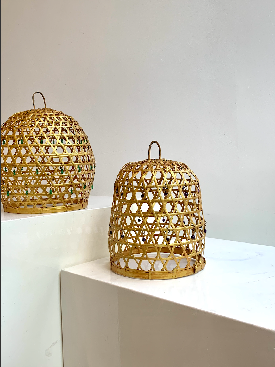 Gold Crystal Rattan Lampshades