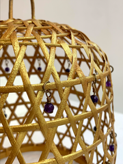 Gold Crystal Rattan Lampshades