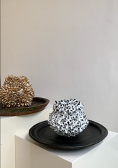 White/Black Seashell & Crystal Vase (medium)