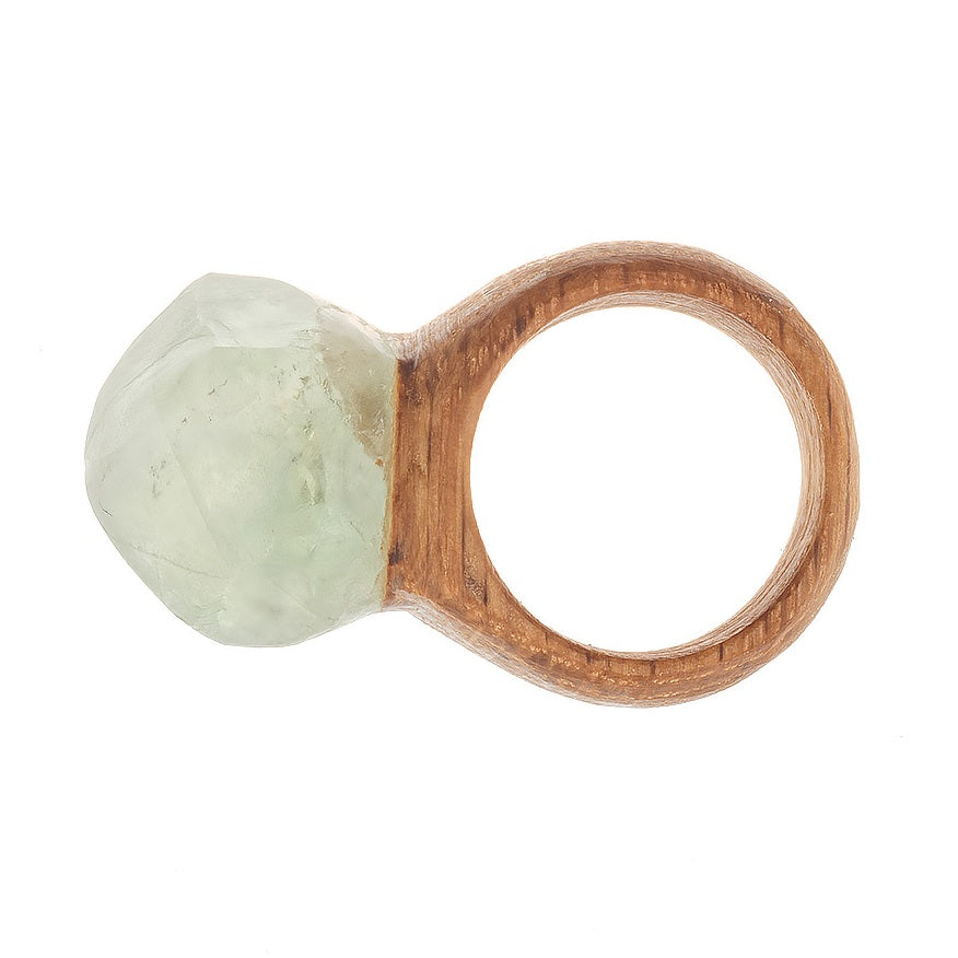 CRYSTAL & WOOD ring - LGE DIAMOND setting