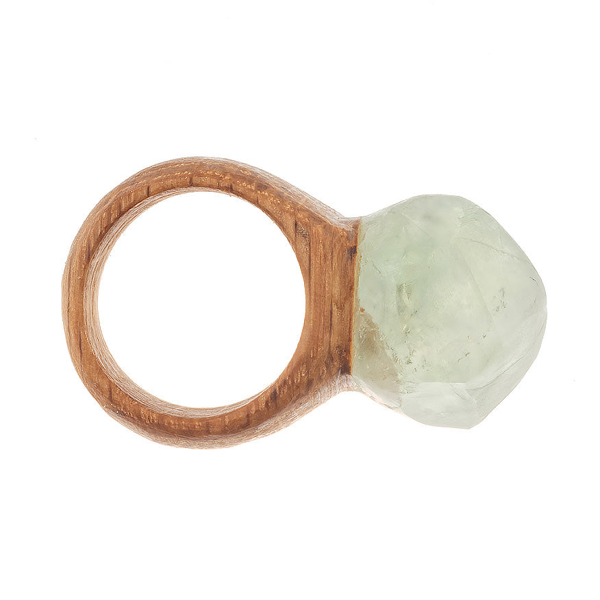 CRYSTAL & WOOD ring - LGE DIAMOND setting