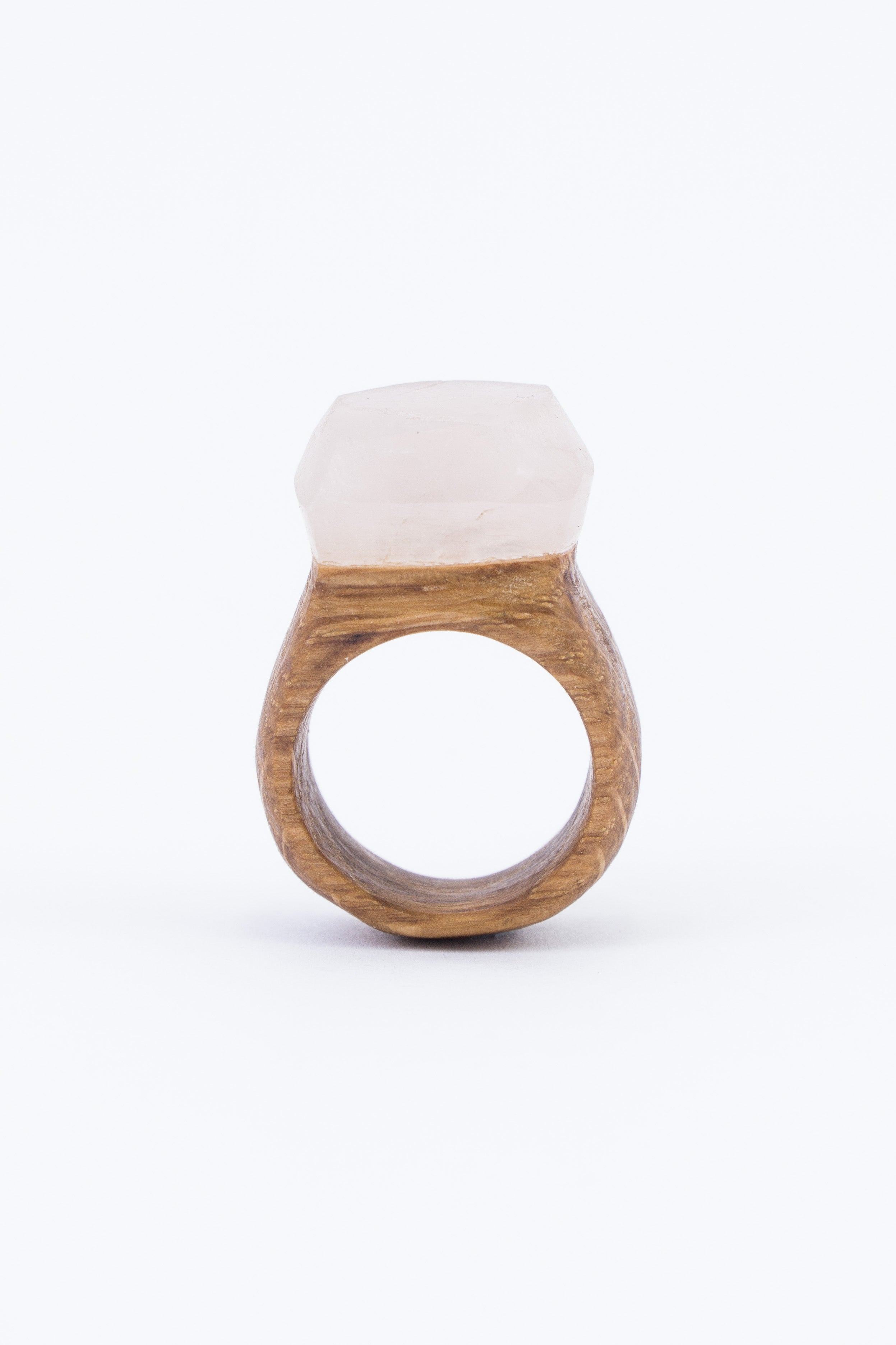 CRYSTAL & WOOD ring -MID setting