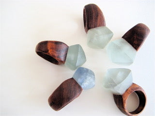 CRYSTAL & WOOD ring - XL DIAMOND setting