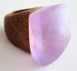 CRYSTAL & WOOD ring - XL DIAMOND setting
