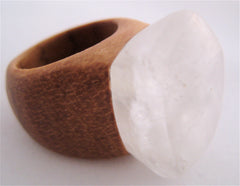 CRYSTAL & WOOD ring - LGE DIAMOND setting