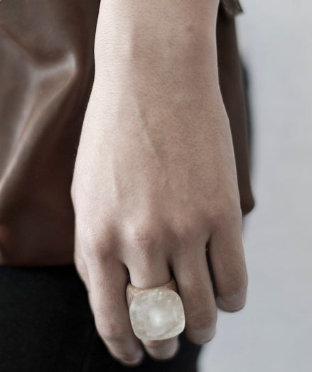 CRYSTAL & WOOD ring - XL DIAMOND setting
