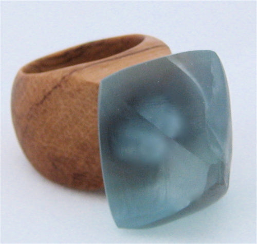CRYSTAL & WOOD ring - XL DIAMOND setting